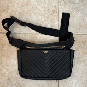 PINK black, Victoria’s Secret fanny pack with gold accents